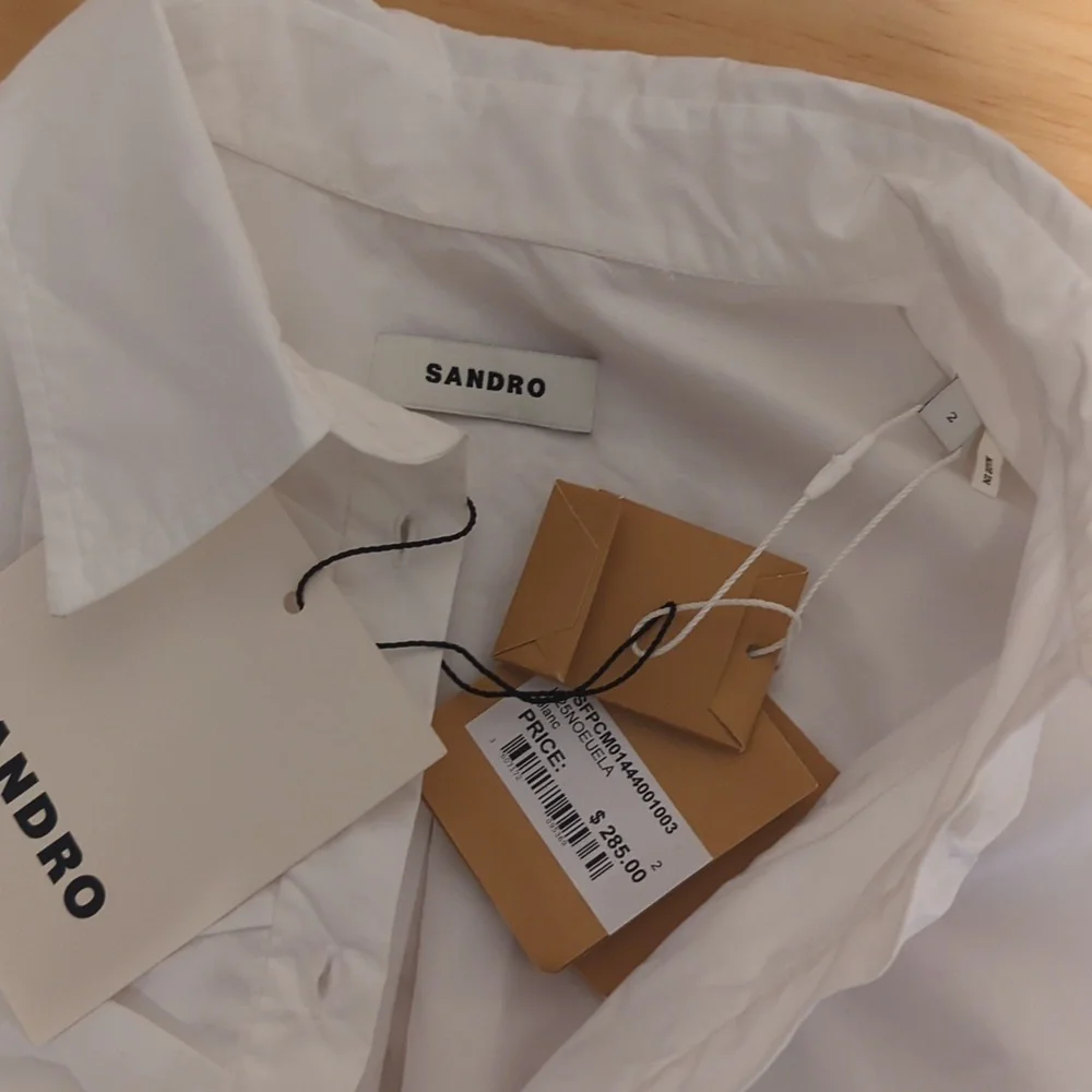 NWT Sandro Cropped Button Up Top With Bow Detail | White | Size Medium - Picture 4 of 6